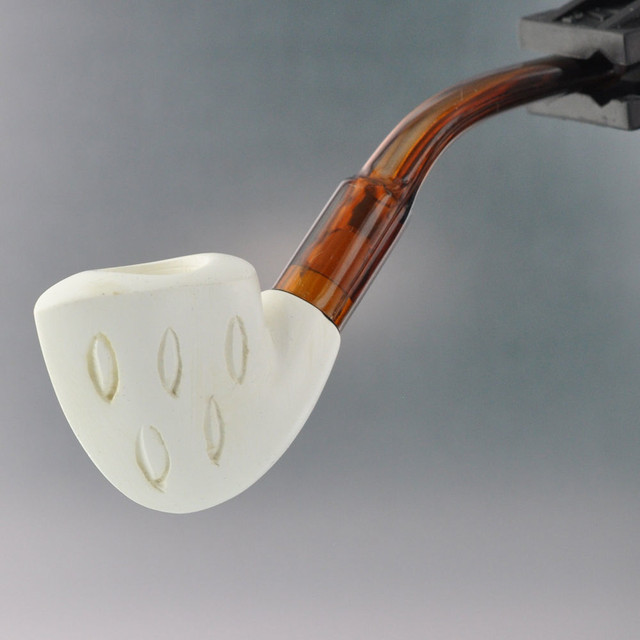 Paykoc Genuine Block Meerschaum Mini Ship's Bow Pipe With Case M60030