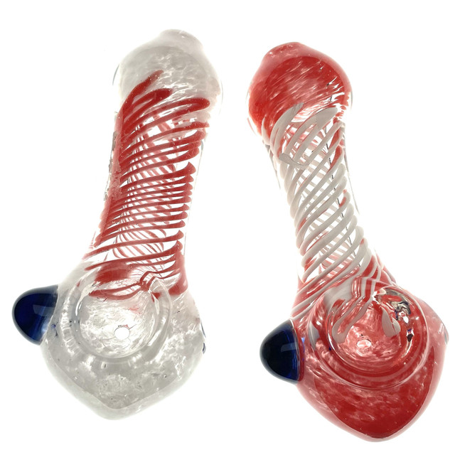 Red & White Swirl Hand Pipe