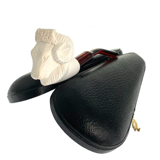 Mini Ram Pipe With Case Paykoc Genuine Block Meerschaum M60027