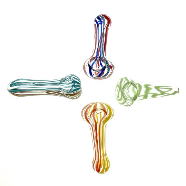 Stripes and Lines Glass Pipe 3.5" 1 Count Assorted