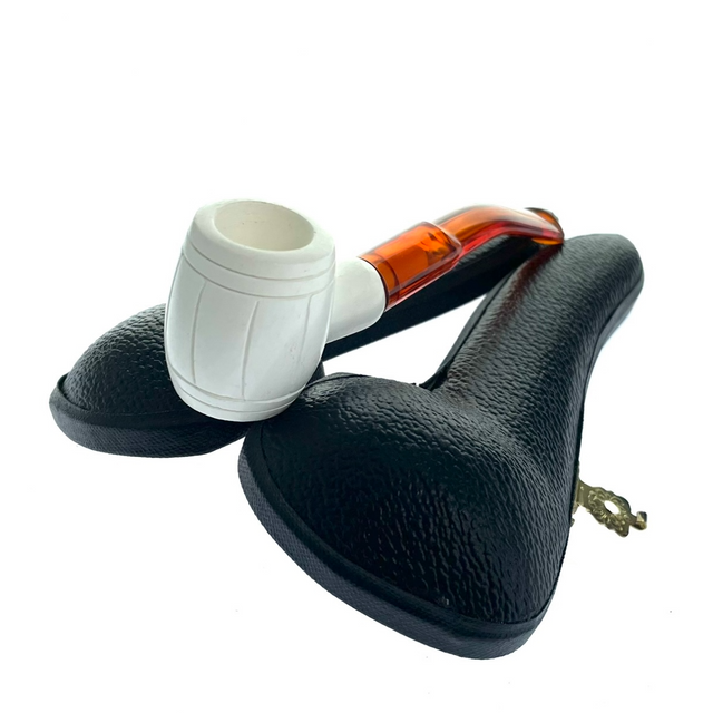 Paykoc Genuine Block Meerschaum Mini Barrel Pipe With Case M60002