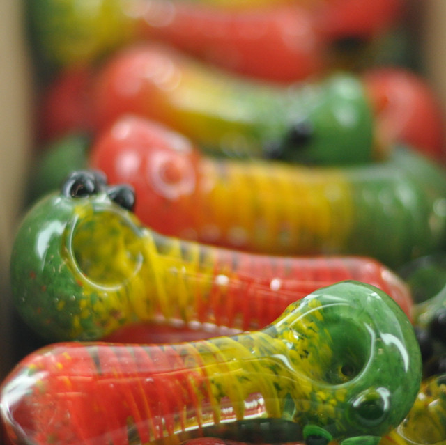 4" Rasta Spirals Glass Hand Pipe