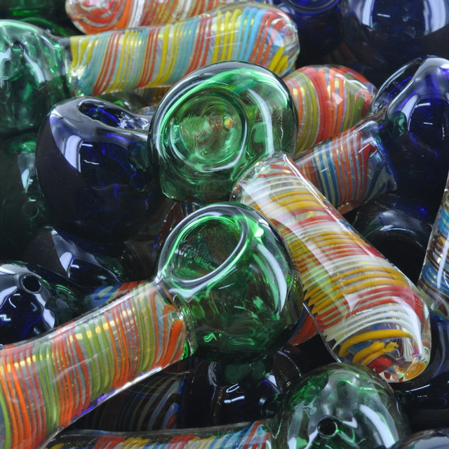 Technicolor Spiral 4" Glass Hand Pipe