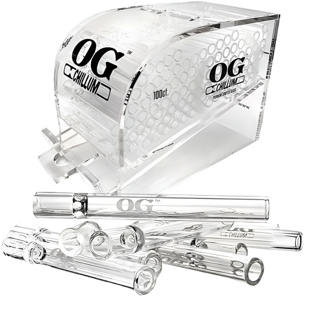 OG Glass Chillum Clear 1 Piece, Free Display with Full Pack Purchase