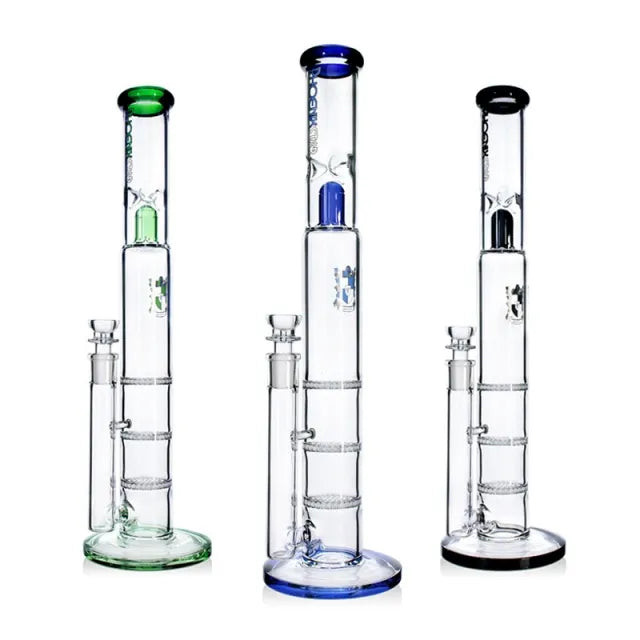 17.5" Triple Perc Straight Tube Water Pipe with Ice Catcher