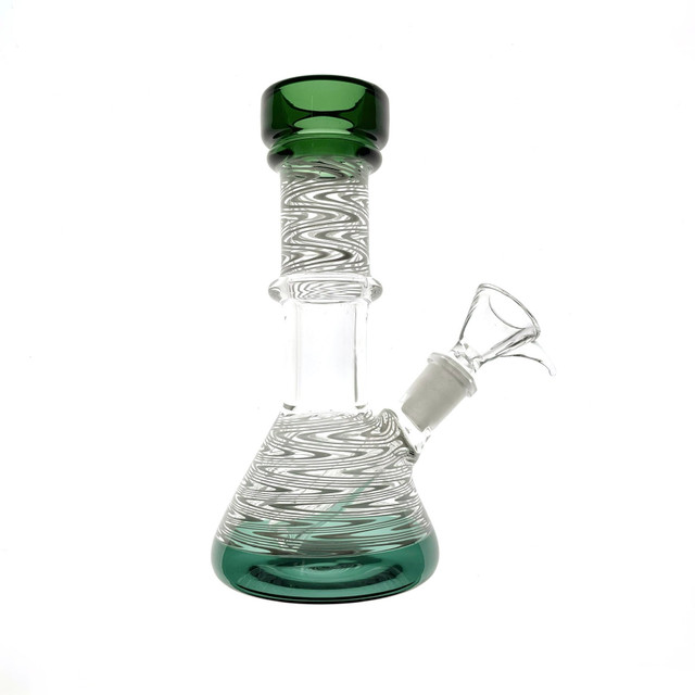 Wiggle Water Pipe Beaker 6" Glass on Glass