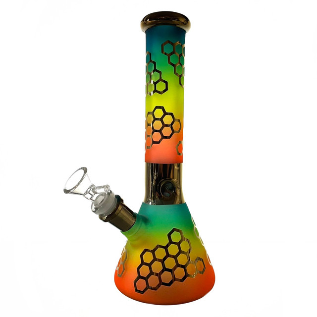 Golden Rainbow Beaker Water Pipe 9.8"